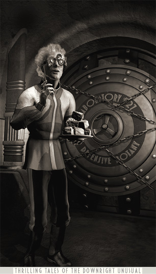 Enlarge: Professor Zappencackler in his laboratory, with scones