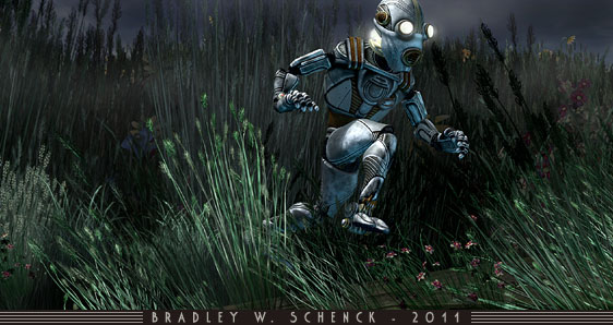 Enlarge: Gwen meets the Robot King; Rusty escapes across the moonlit prairie